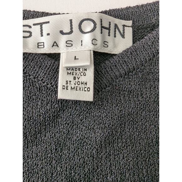 St. John Womens Black Wool Blend Tank Top Spaghetti Straps Minimalist Size Large - Picture 6 of 8